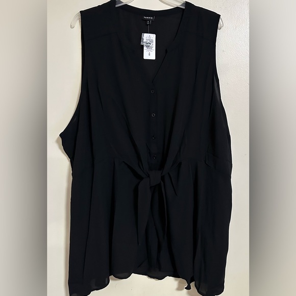 Torrid Peplum Georgette Button-Front Tie-Front Blouse Women’s Size 6X Black - Picture 3 of 11